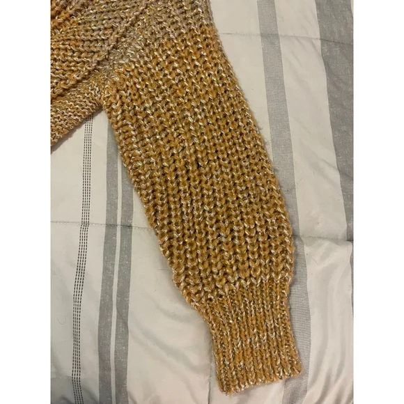 NWT Anthropologie Maeve Ombre Cardigan Sweater M Gold Shimmer Sequins Cape - Picture 14 of 15